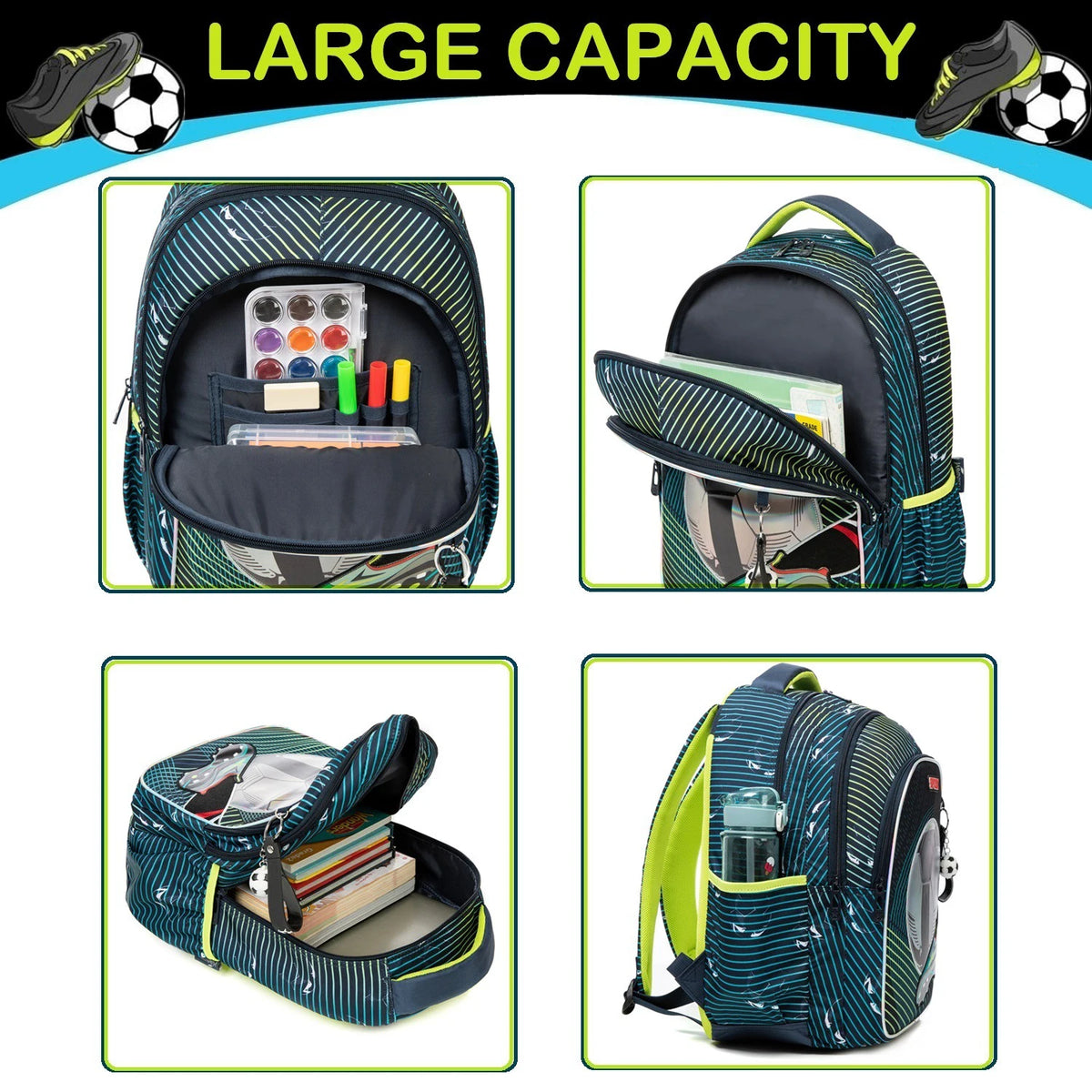 Kids School Backpacks for Boys Large Capacity Bookbag Set with Lunch Bag and Pencil Case Elementary Student Daily Backpack Back to School Supplies