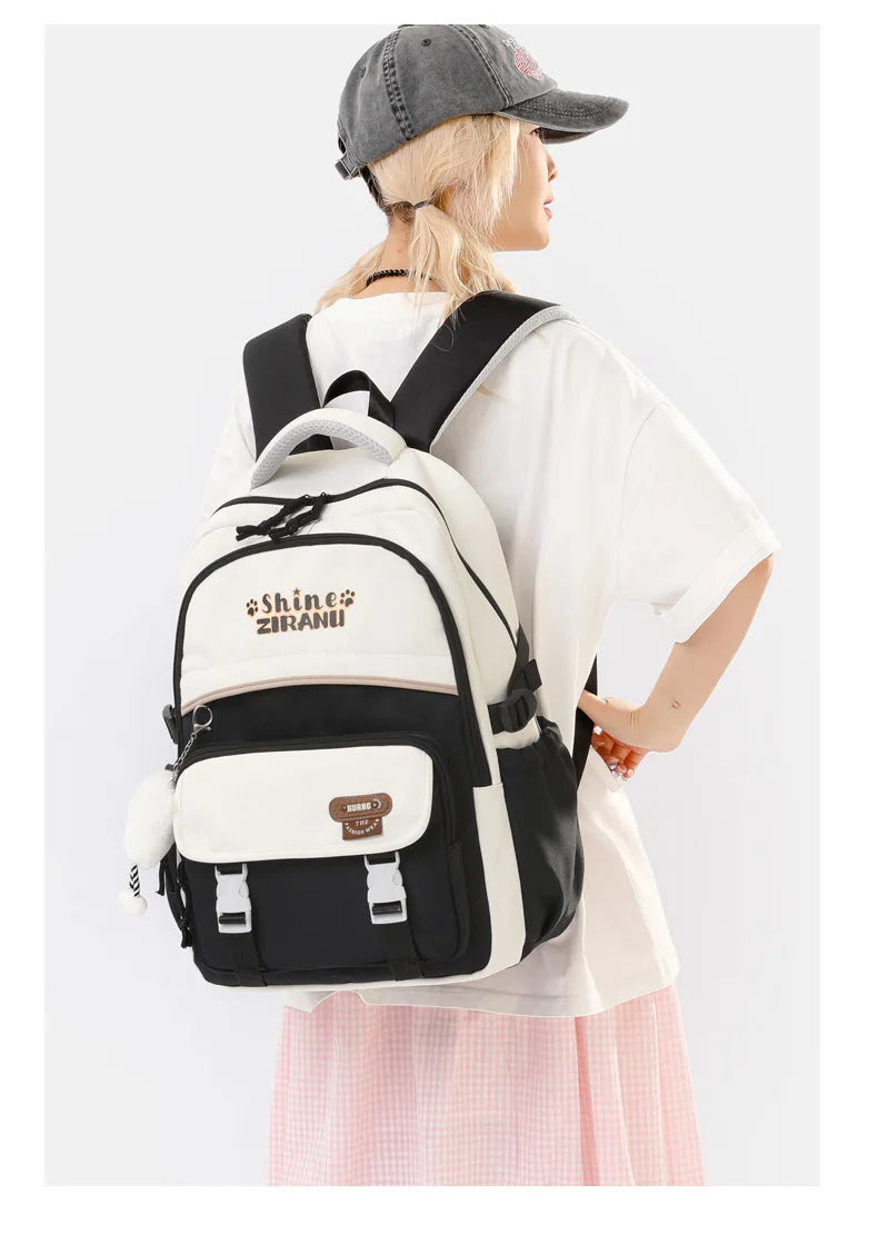 Classic black and white patchwork Girls Waterproof School Bags For Children Backpack school bag Printing Kids School Backpacks m