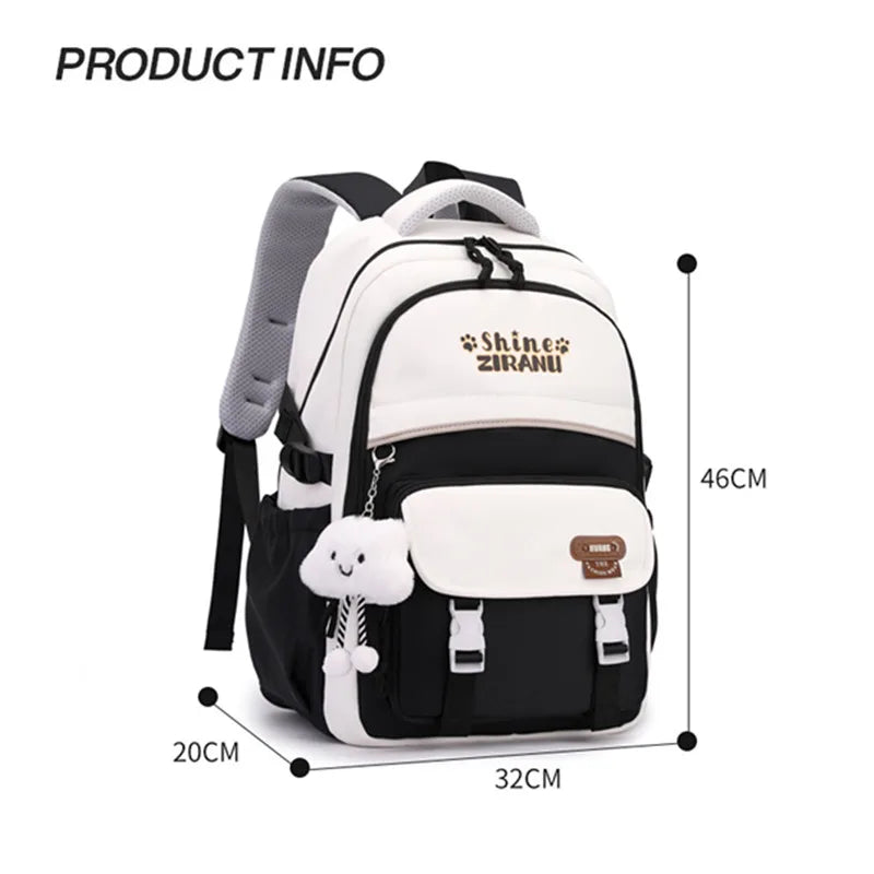 Classic black and white patchwork Girls Waterproof School Bags For Children Backpack school bag Printing Kids School Backpacks m