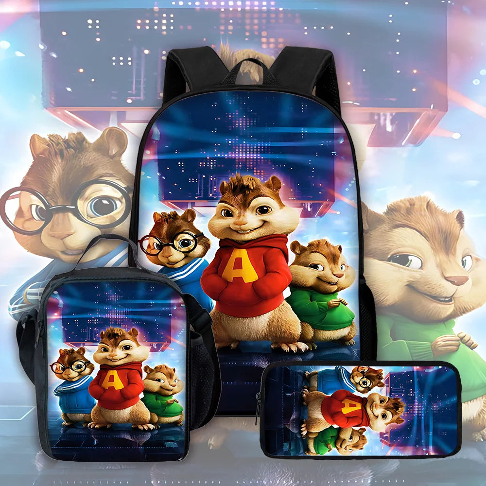 AlvinS and the C-Chipmunks: ChipwreckedS Child School Backpack with Lunch Bags ,Pencil Bag ,School Bags for Boys Girls Best Gift